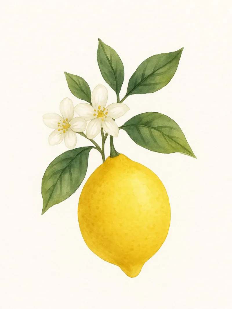 Acquerello sui fiori di limone - Design fresco ed estivo poster con telaio in plastica da Casa Calm