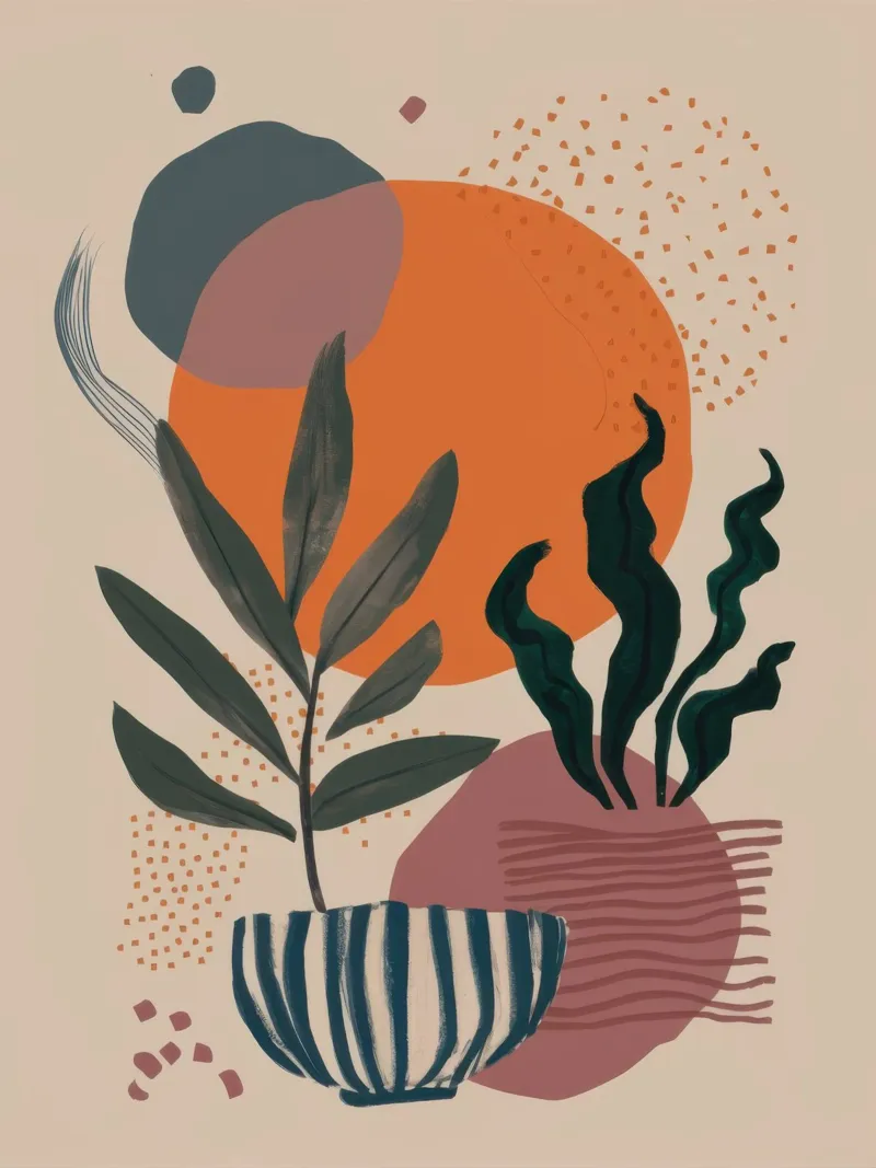 Quiete botanica di terra poster con telaio in alluminio da Bara Suara