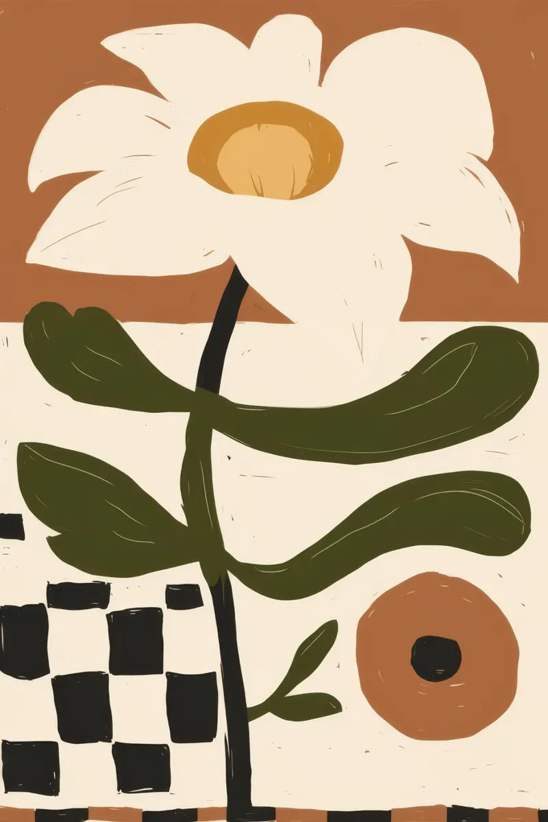 Scacco matto ai fiori in grassetto poster con telaio in legno da Bara Suara