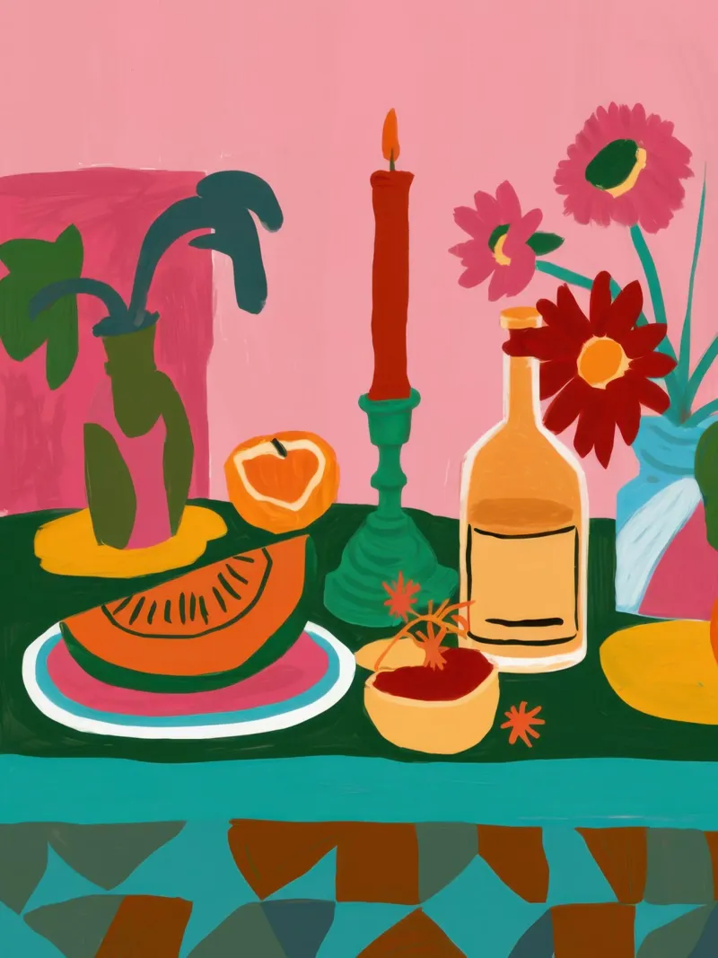 Serenata della cena cremisi poster con telaio in plastica da Bara Suara