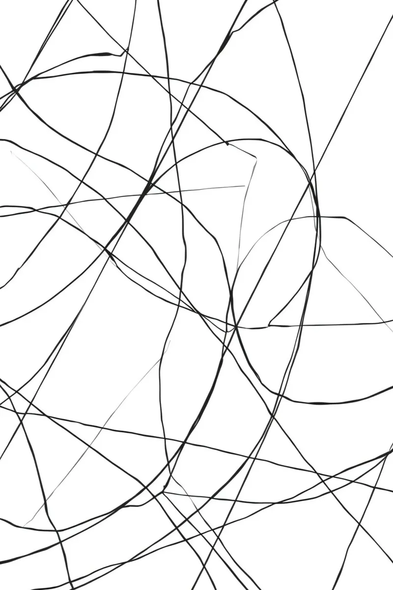 Linee nere astratte su sfondo bianco poster con telaio in alluminio da DesignDoodle