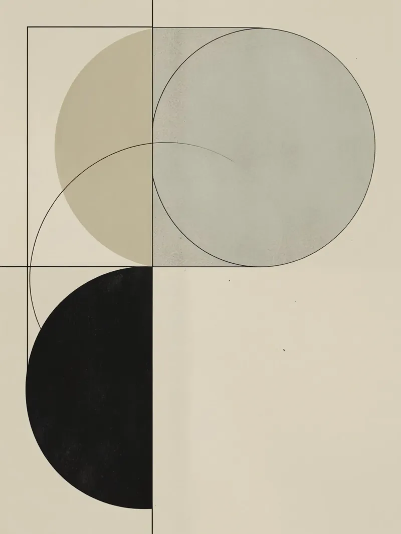 Composizione astratta di cerchi, quadrati e linee poster da DesignDoodle