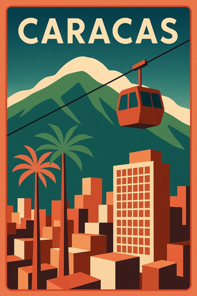 Caracas, tussen majestueuze natuur en stedelijk leven canvas met Baklijst van JETLAG | affiches voyage