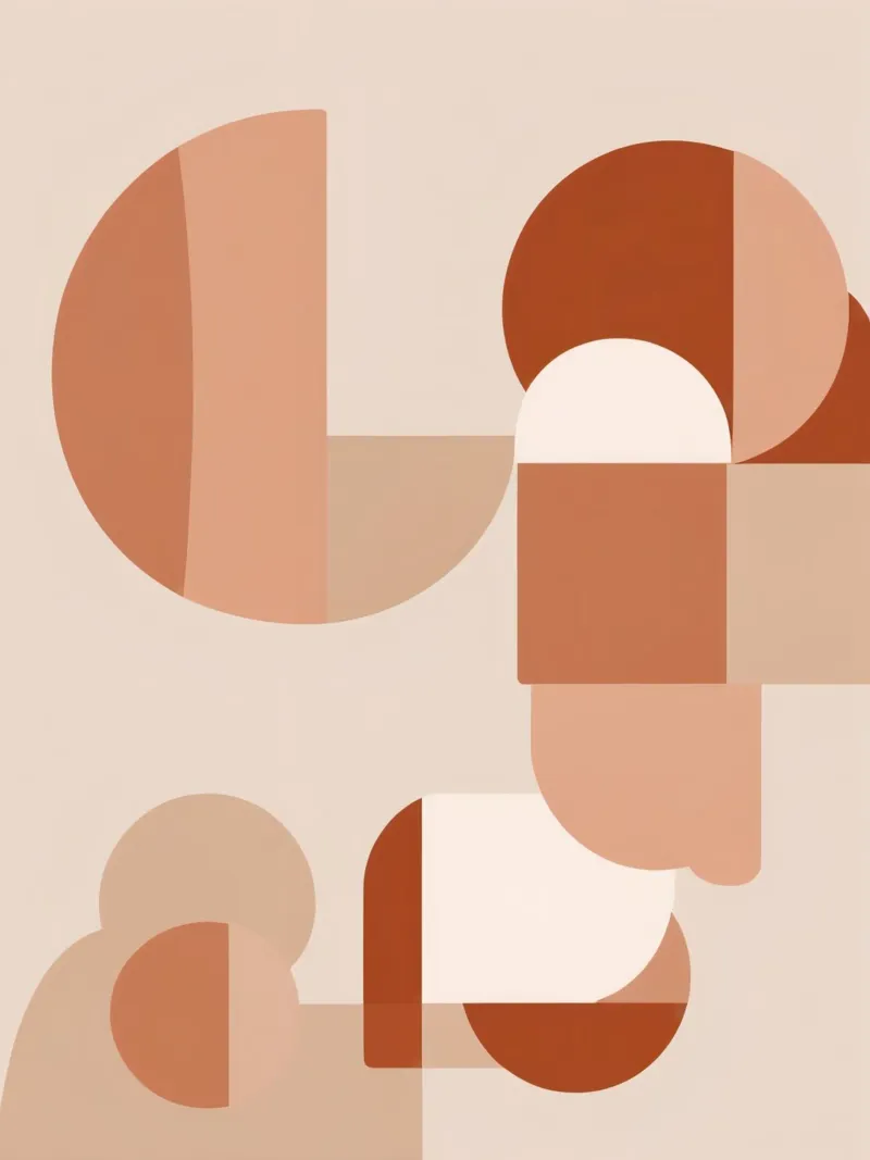 Forme geometriche astratte nei toni del beige e del marrone poster con telaio in alluminio da DesignDoodle