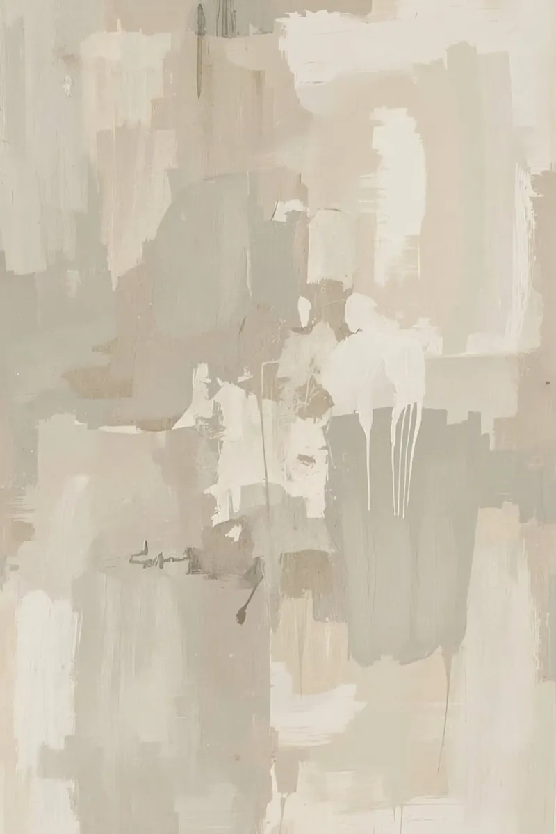 Abstract Painting with Beige Gray and White Rectangles canvas with Floater frame by DesignDoodle
