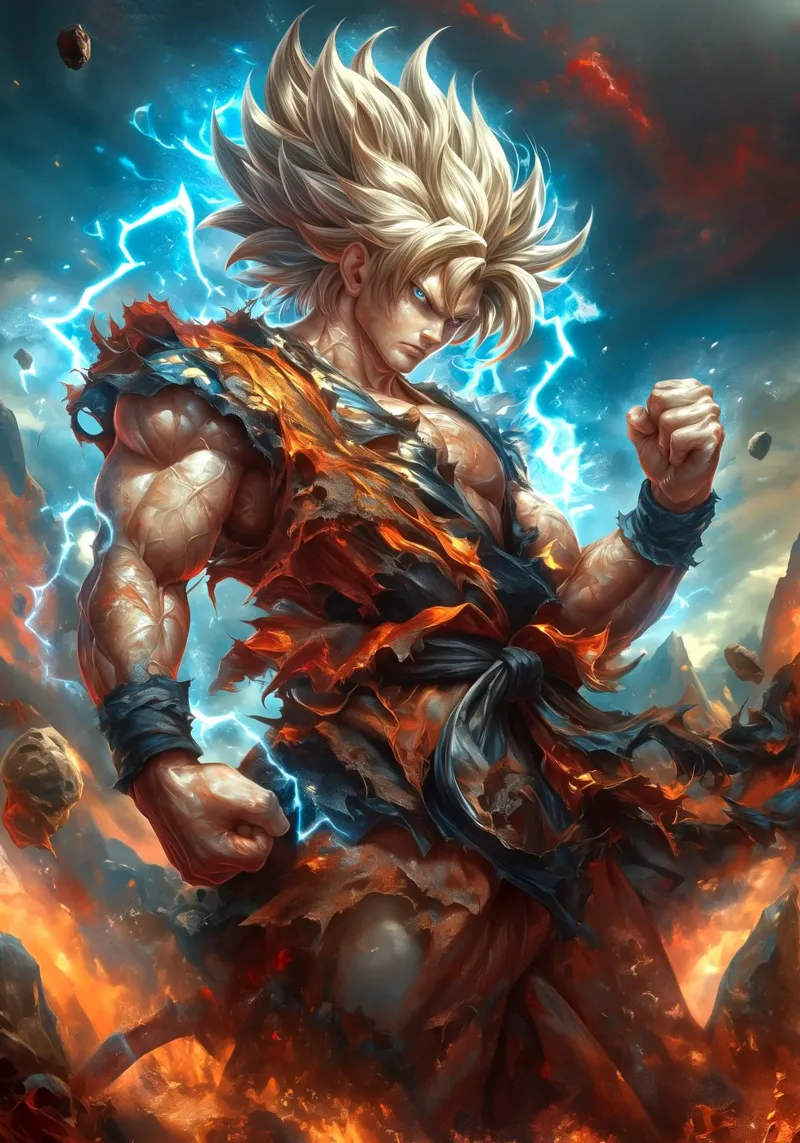 Super Saiyan Goku Dragon Ball DBZ poster con telaio in alluminio da Fleur de Lys