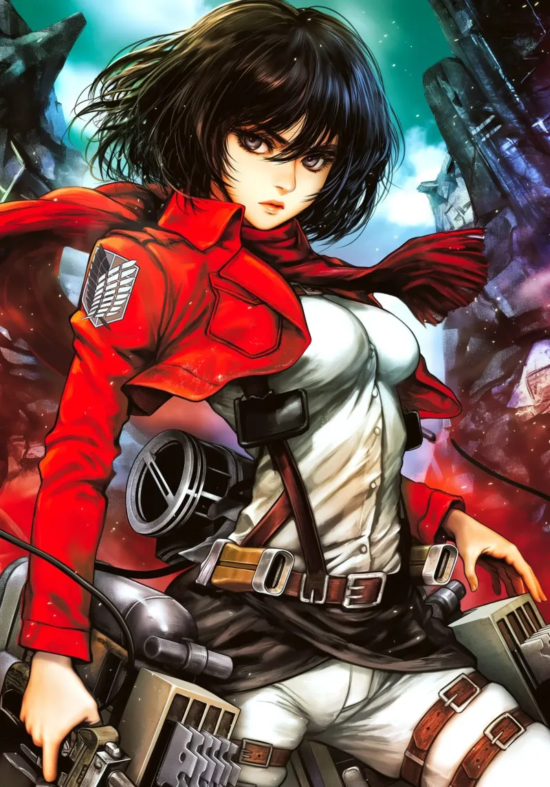 Mikasa Ackerman Attacco su Titano poster con telaio in alluminio da Fleur de Lys