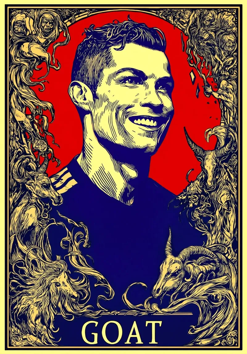 Cristiano Ronaldo poster con telaio in alluminio da Fleur de Lys