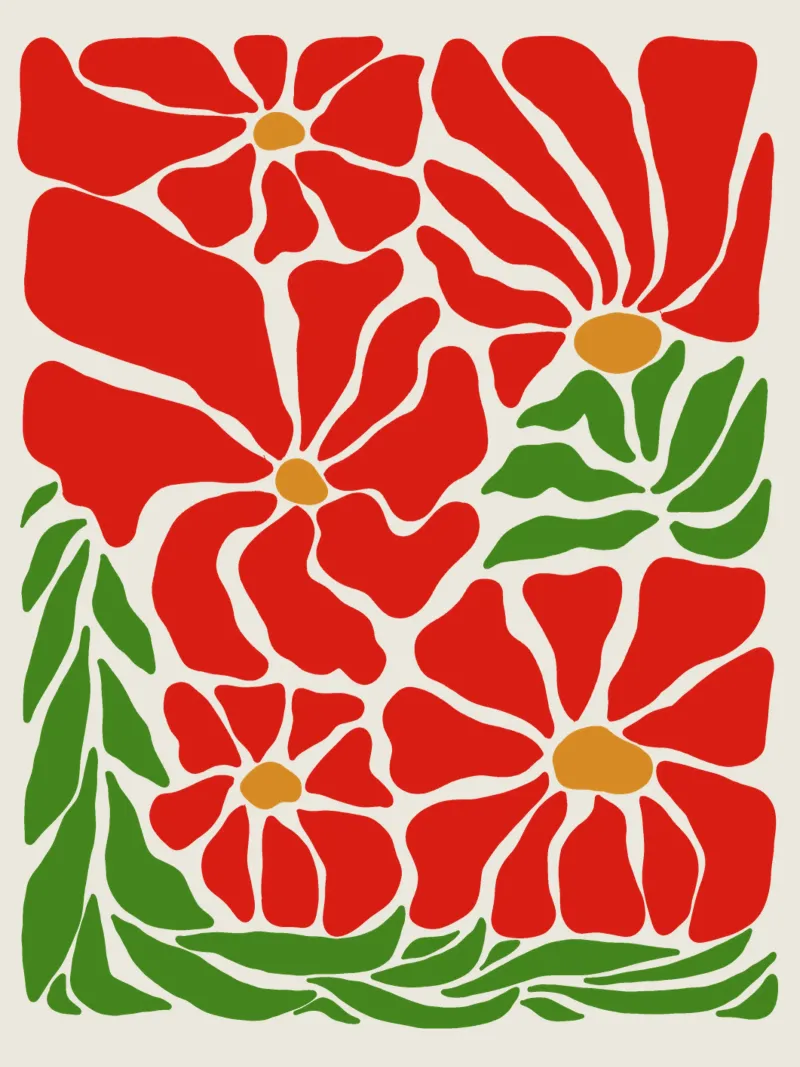 Red summer paradise poster con telaio in alluminio da TijanaArtStudio88