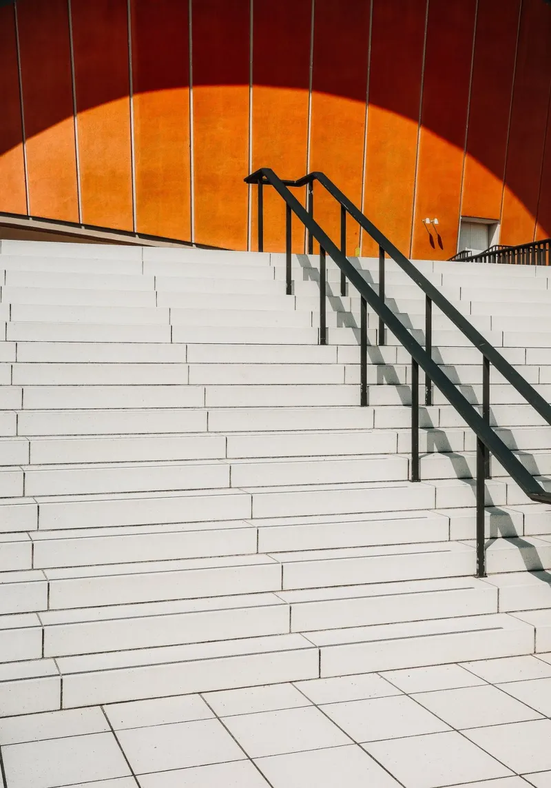 Orange Geometry – Shadows & Steps canvas by Thilo Grøsch