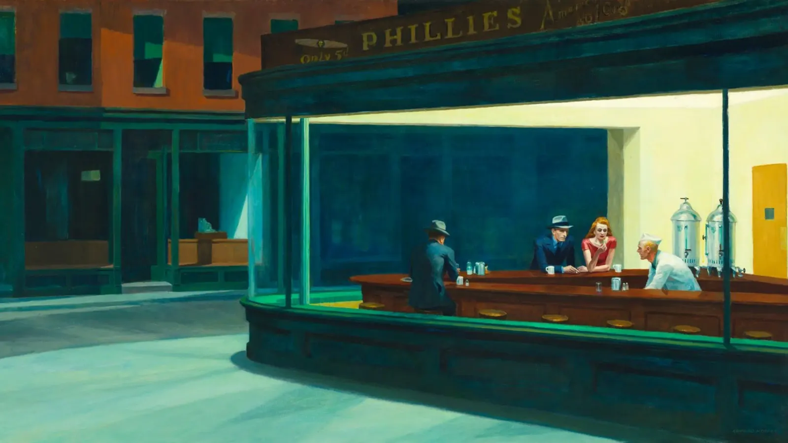 Nighthawks, 1942 poster con telaio in plastica da Mollie Pollard