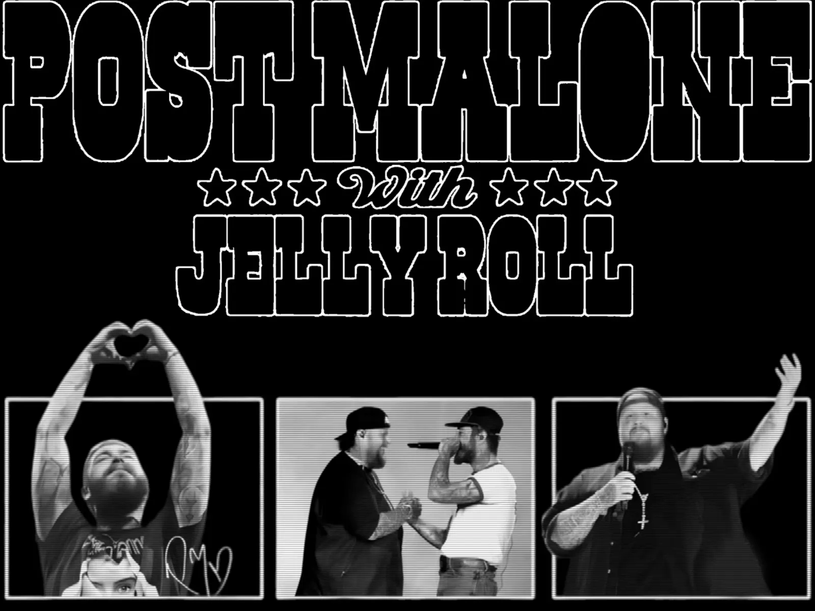 Maglietta essenziale Post Malone & Jelly Roll poster con telaio in legno da igoshdesigns