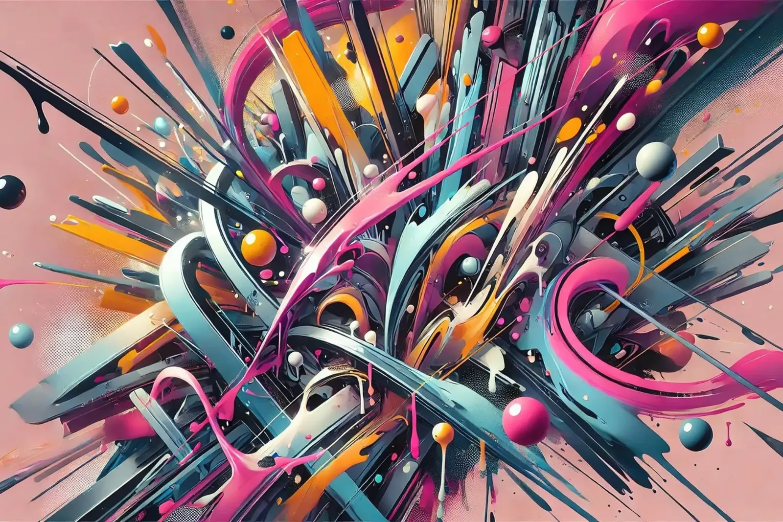 Graffiti Neon Reverie poster con telaio in legno da Chromatic Fusion Studio