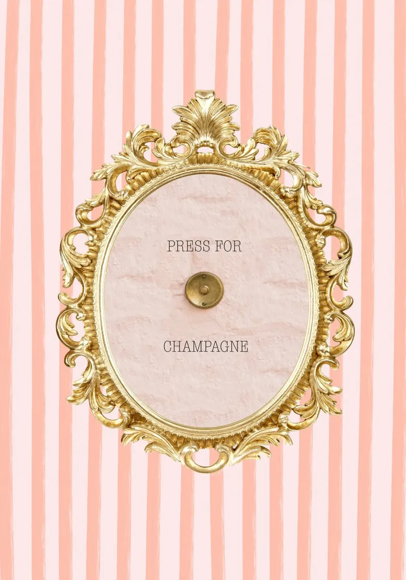 Striped press for champagne poster con telaio in alluminio da GraceDigitalArtCo