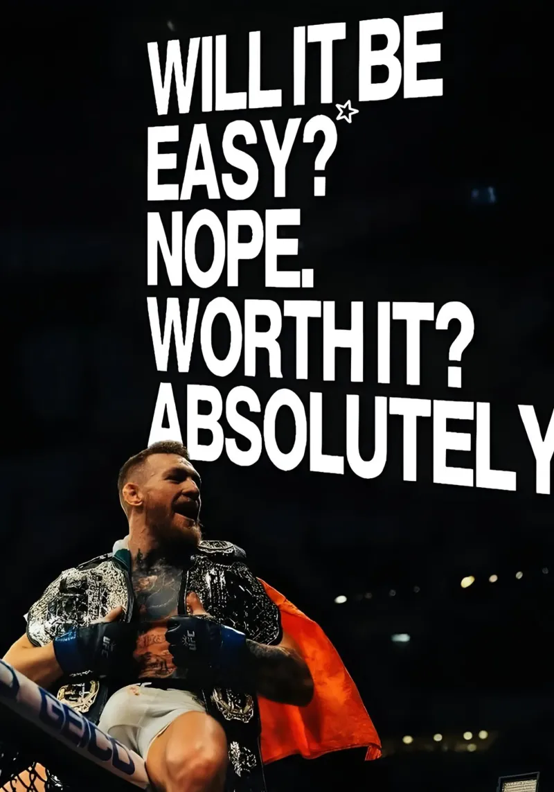 'WILL BE EASY? NOPE. WORTH T? ABSOLUTELY poster con telaio in alluminio da Type & Tape