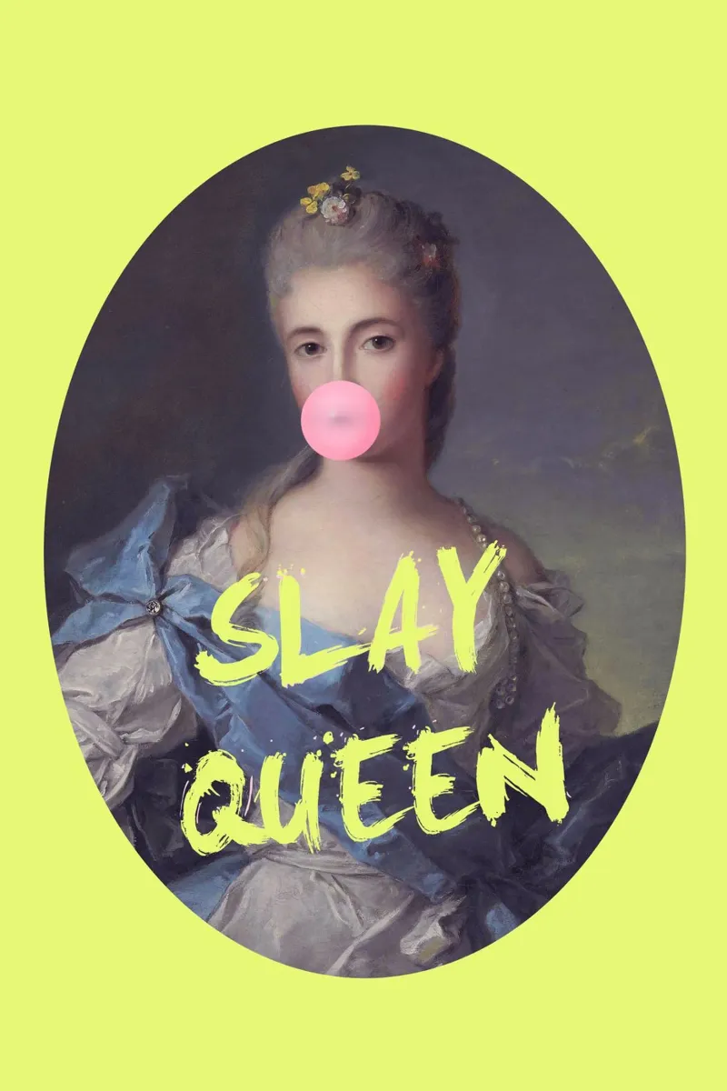 Neon Yellow Slay Queen poster con telaio in plastica da GraceDigitalArtCo
