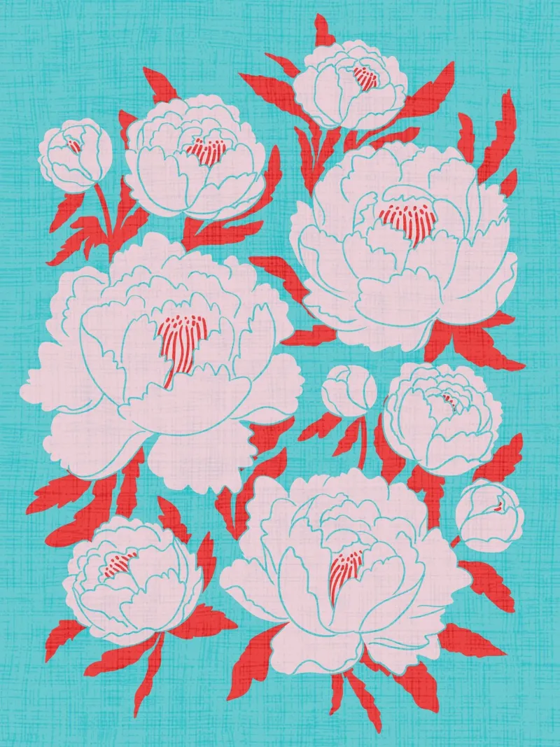 Peonie poster con telaio in alluminio da Dana Duricekova