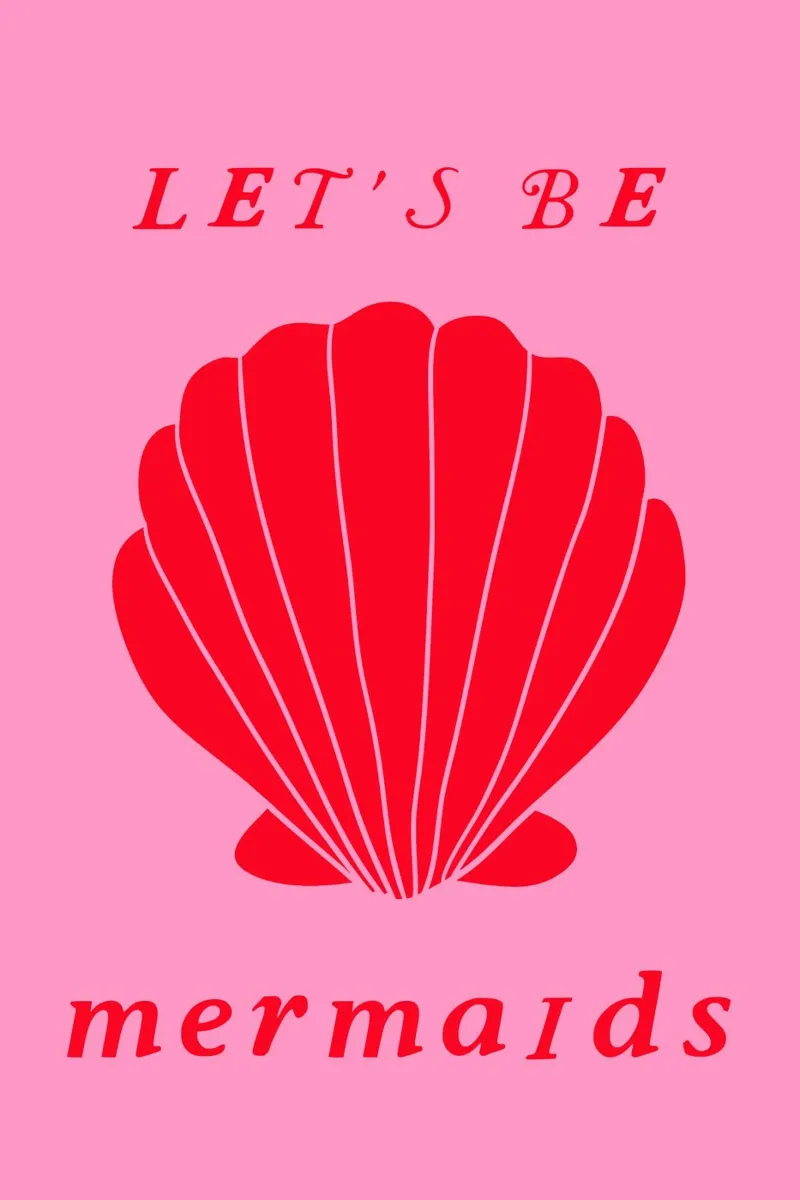 Pink and Red Mermaids poster con telaio in plastica da GraceDigitalArtCo