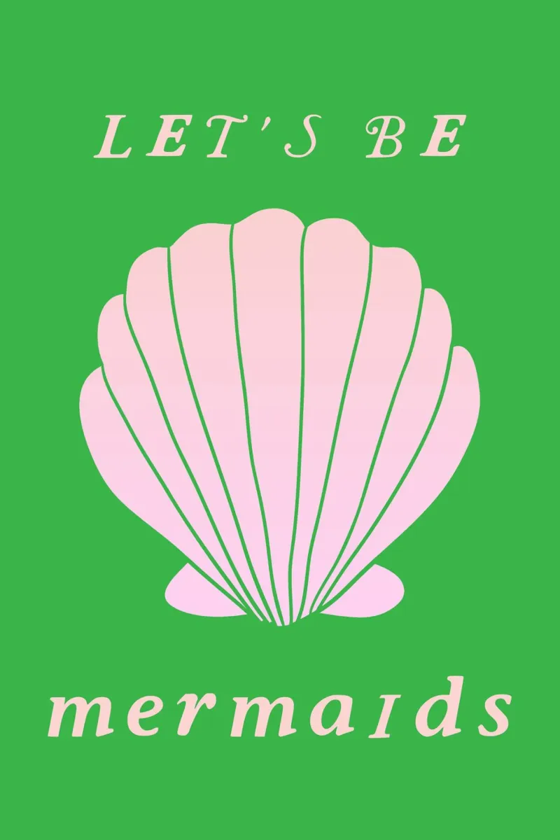 Pink and Green Mermaids poster con telaio in plastica da GraceDigitalArtCo
