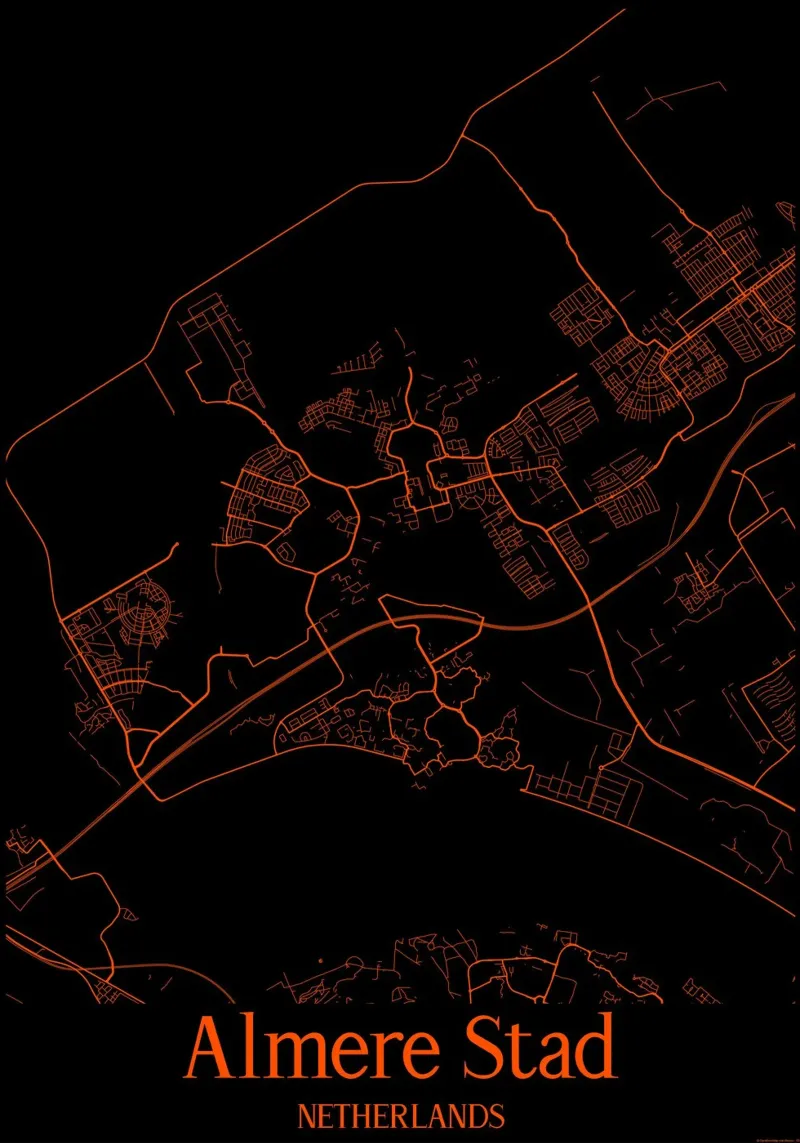 Almere Stad poster con telaio in legno da MiMap