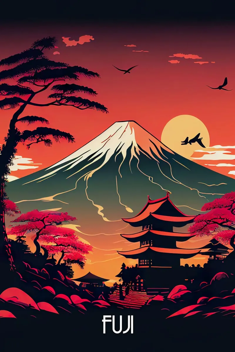 Travel to Fuji poster con telaio in alluminio da lawrencearmstron