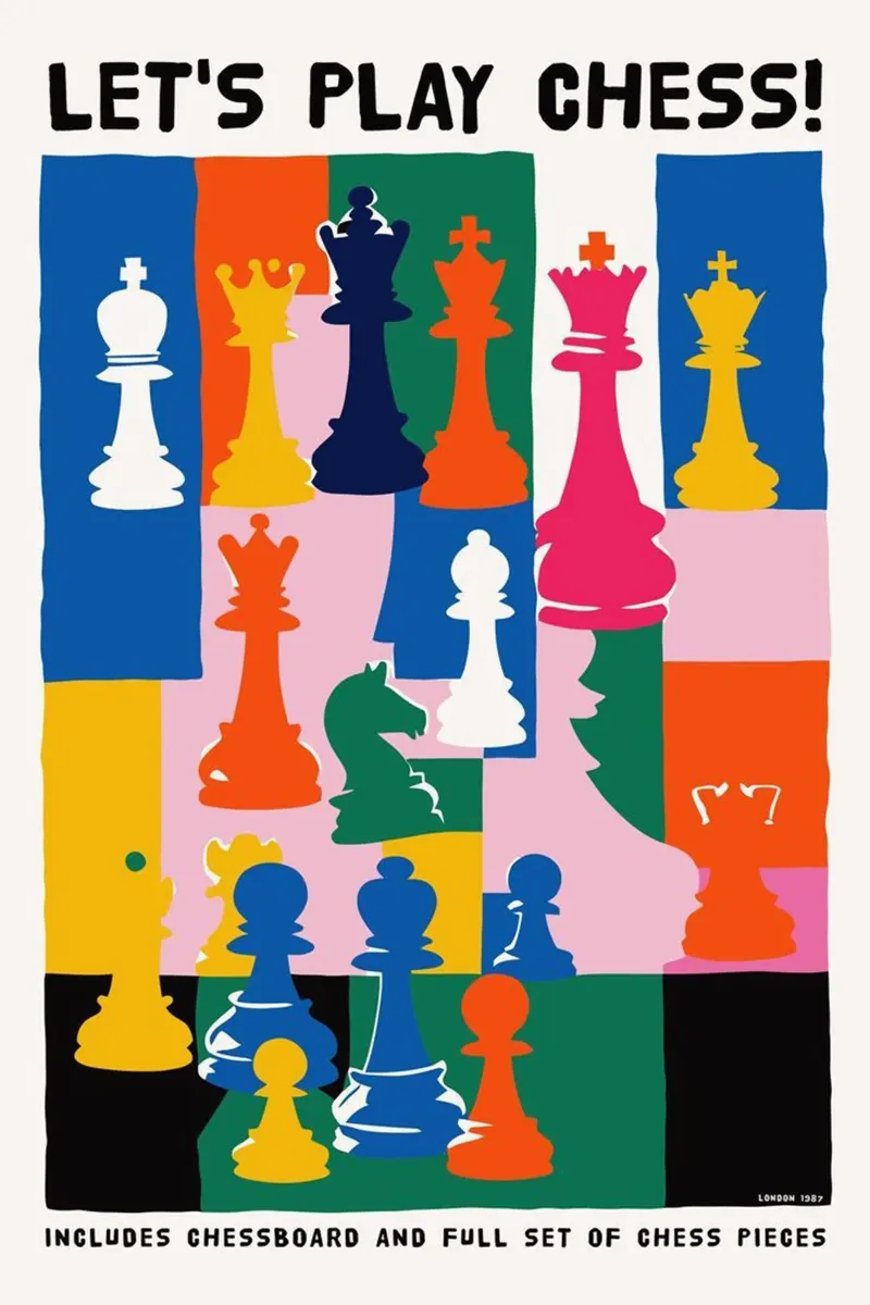 Giochiamo a scacchi poster con telaio in alluminio da cosmos studio