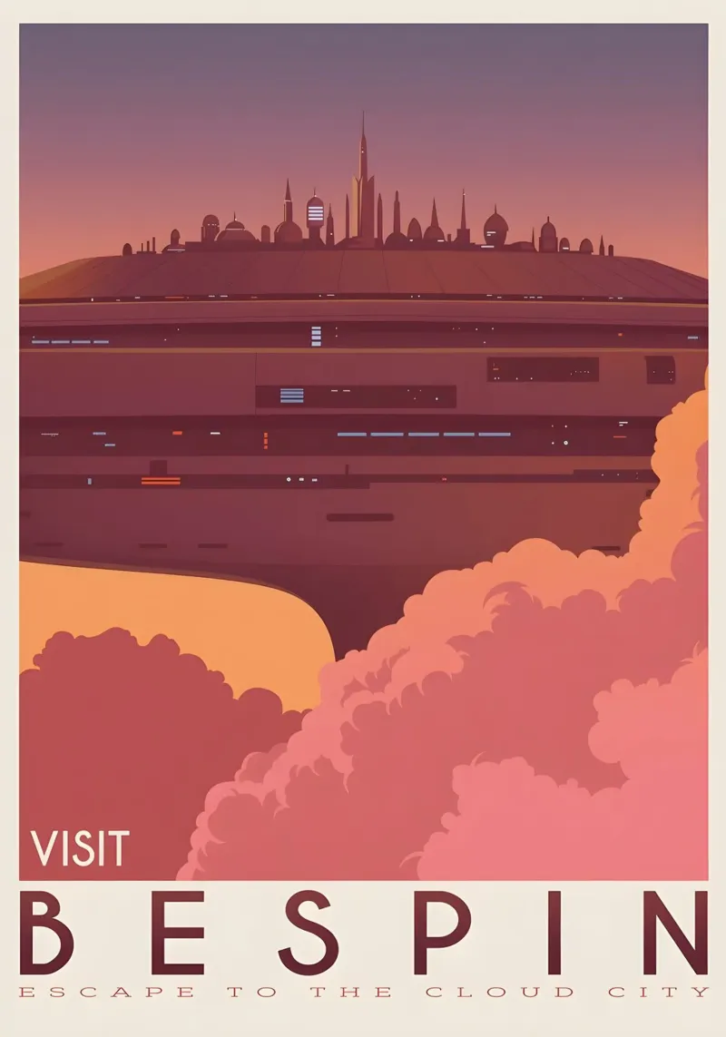 Visit Bespin poster con telaio in alluminio da Robert Hoff