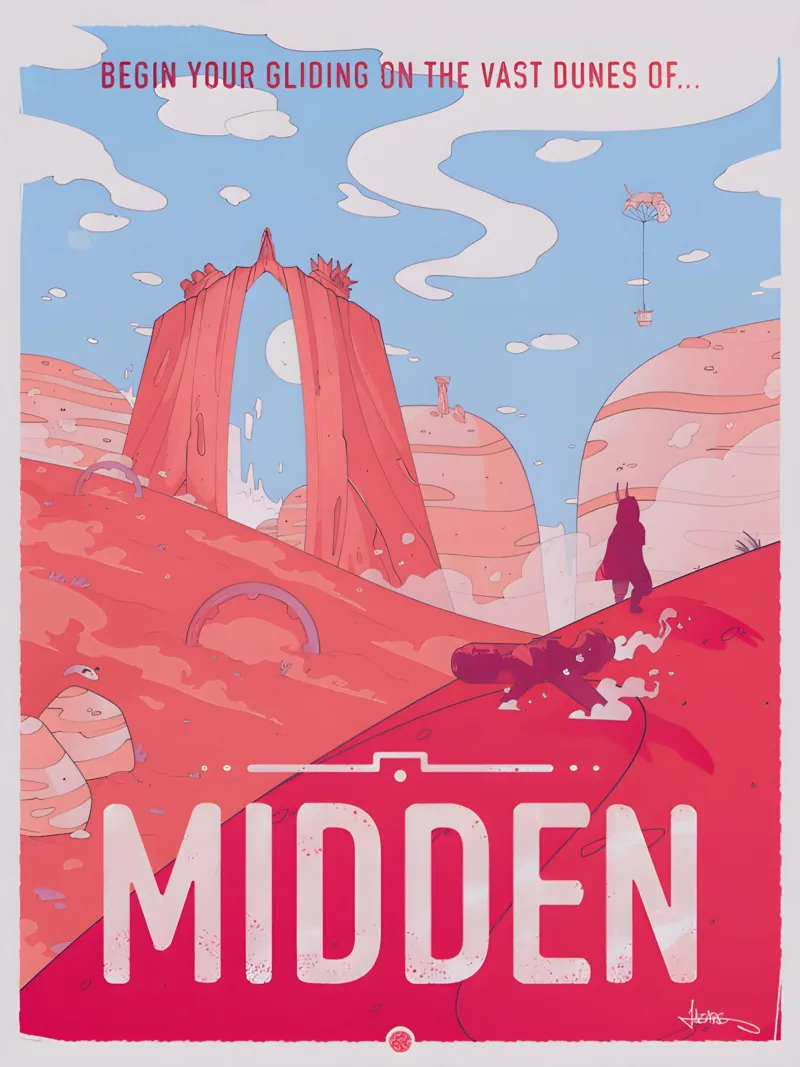 Travel To Midden poster con telaio in plastica da Robert Hoff