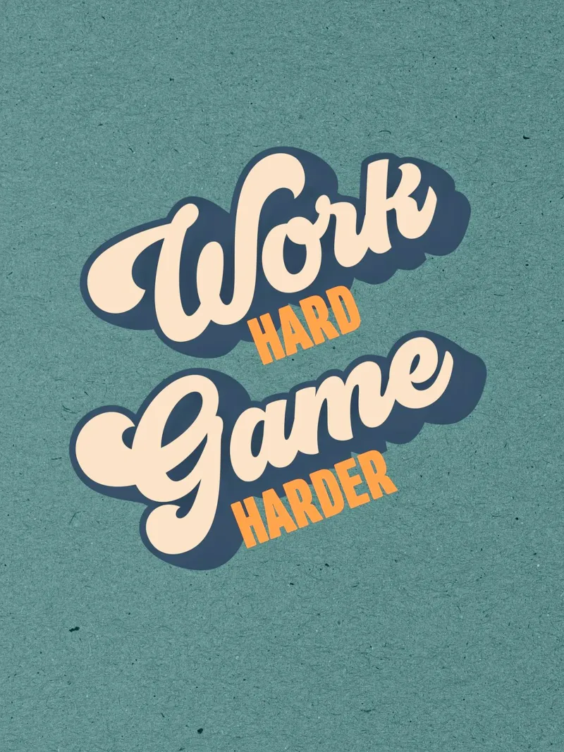 Work Hard, Game Harder - Tipografia motivazionale in grassetto poster con telaio in alluminio da Dominique Vari Words