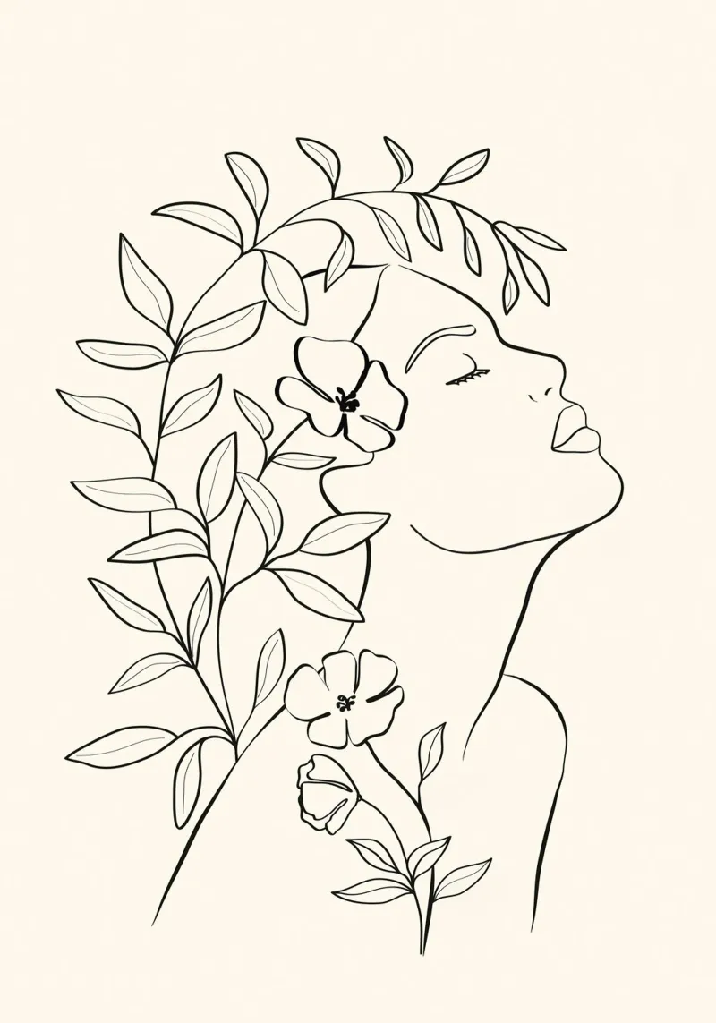 Minimal Blooming 01 poster con telaio in legno da Nadjaa