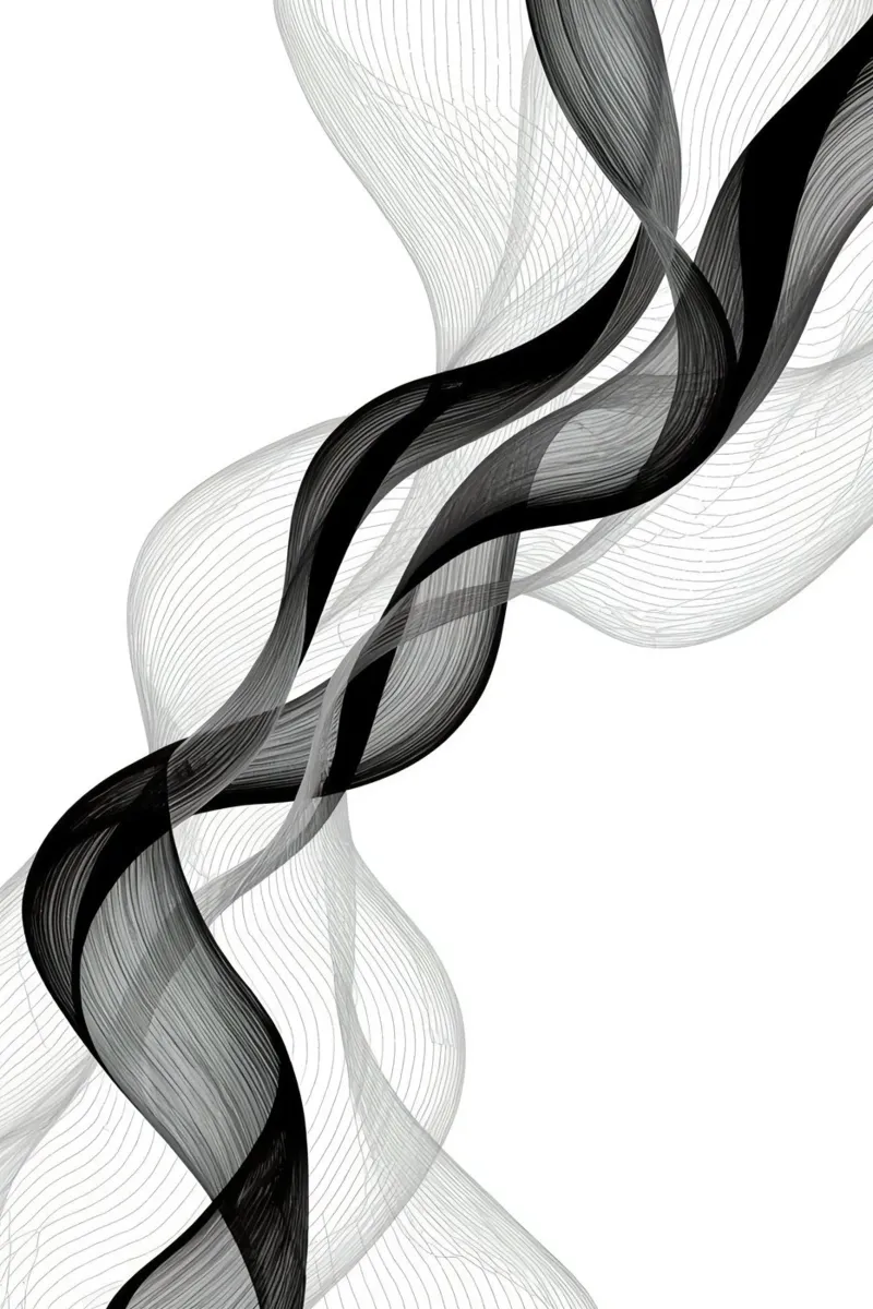 Linee ondulate astratte nero grigio e bianco tela con Cornice a cassetta da DesignDoodle