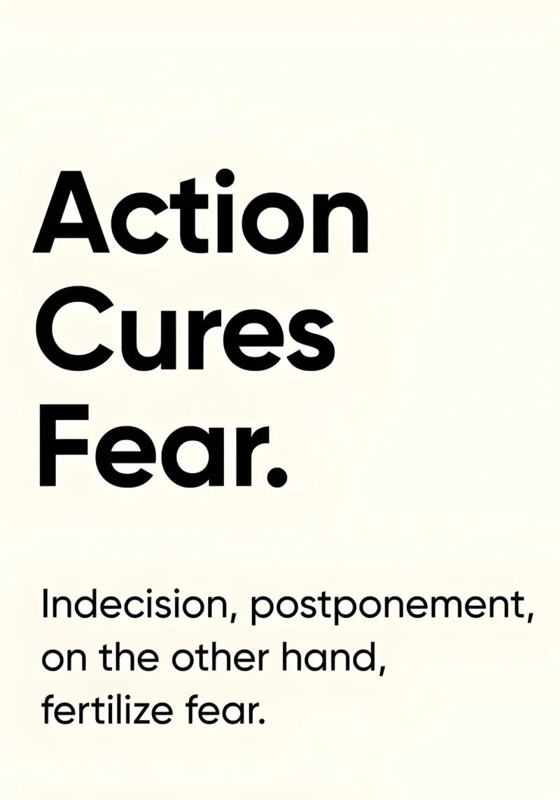 Action cures fear poster con telaio in plastica da Type & Tape