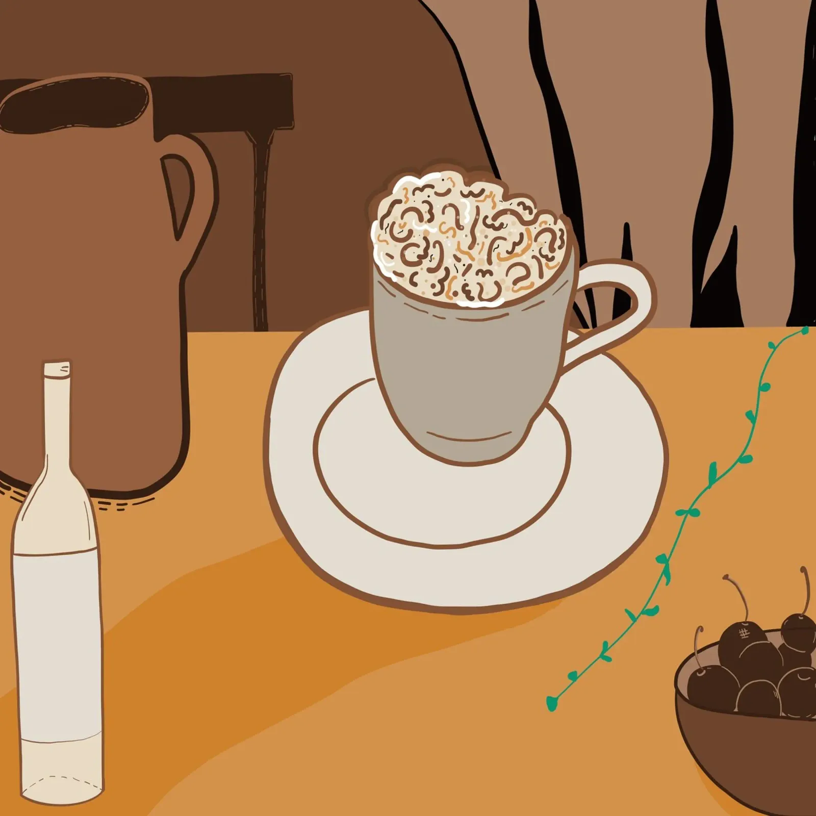 L'ora del caffè poster con telaio in legno da gulsengunel