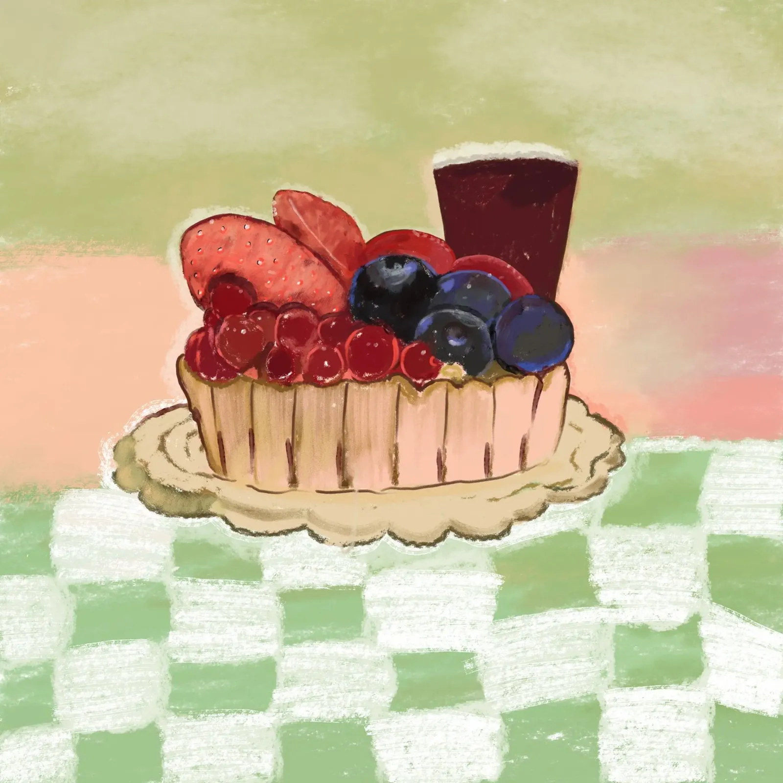 Torta ai frutti di bosco poster con telaio in alluminio da gulsengunel