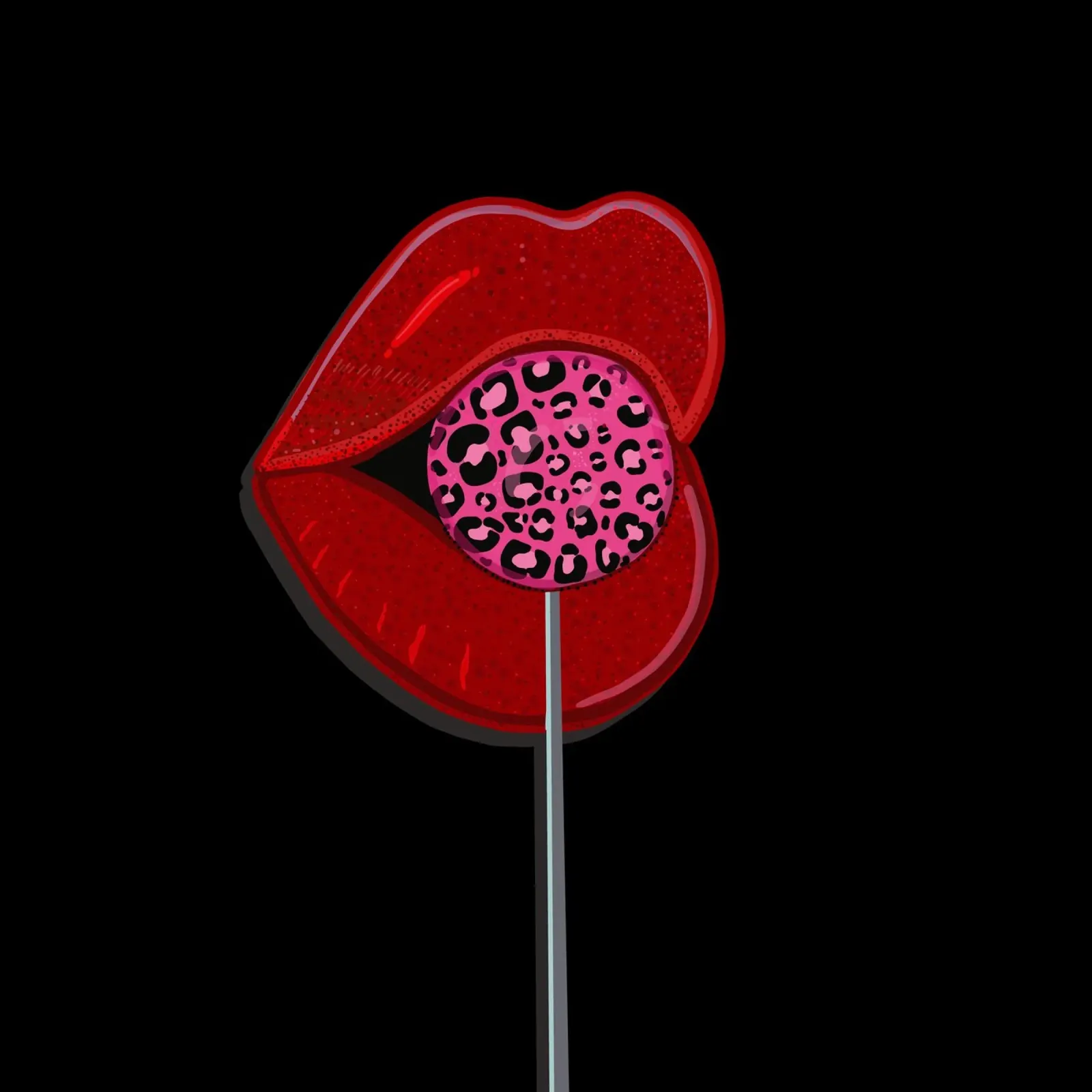 Caramelle leopardate con labbra brillanti poster con telaio in legno da gulsengunel