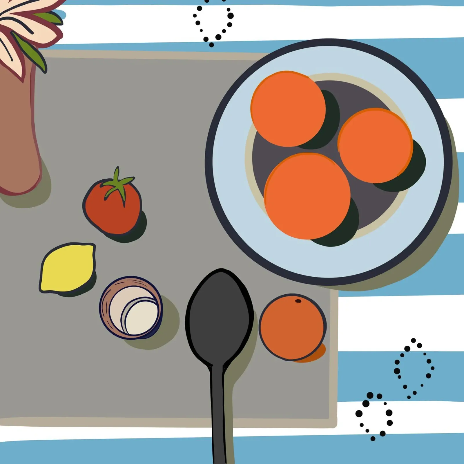 Oranges, lemon and tomato poster with plastic frame by gulsengunel