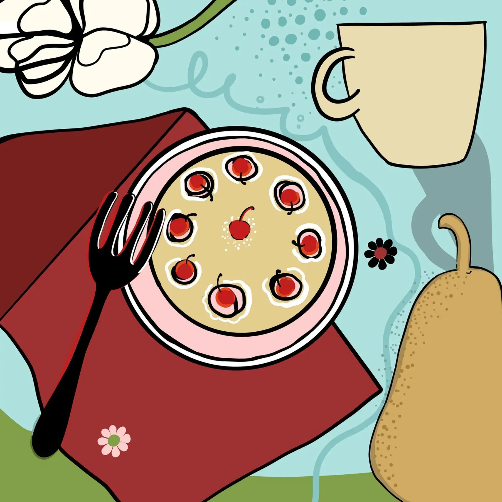 Pizza dibujada a mano poster con marco de madera de gulsengunel