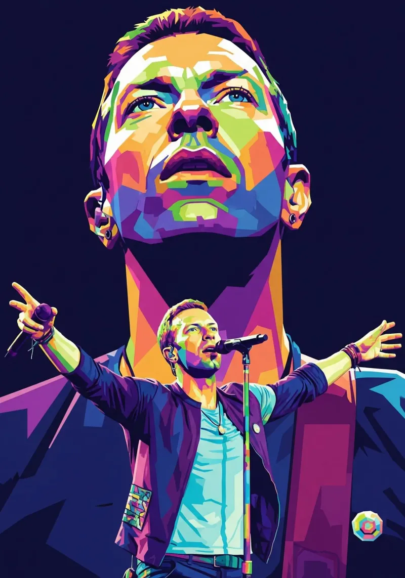 Chris Martin - Coldplay #1 poster con telaio in legno da Hantamrata