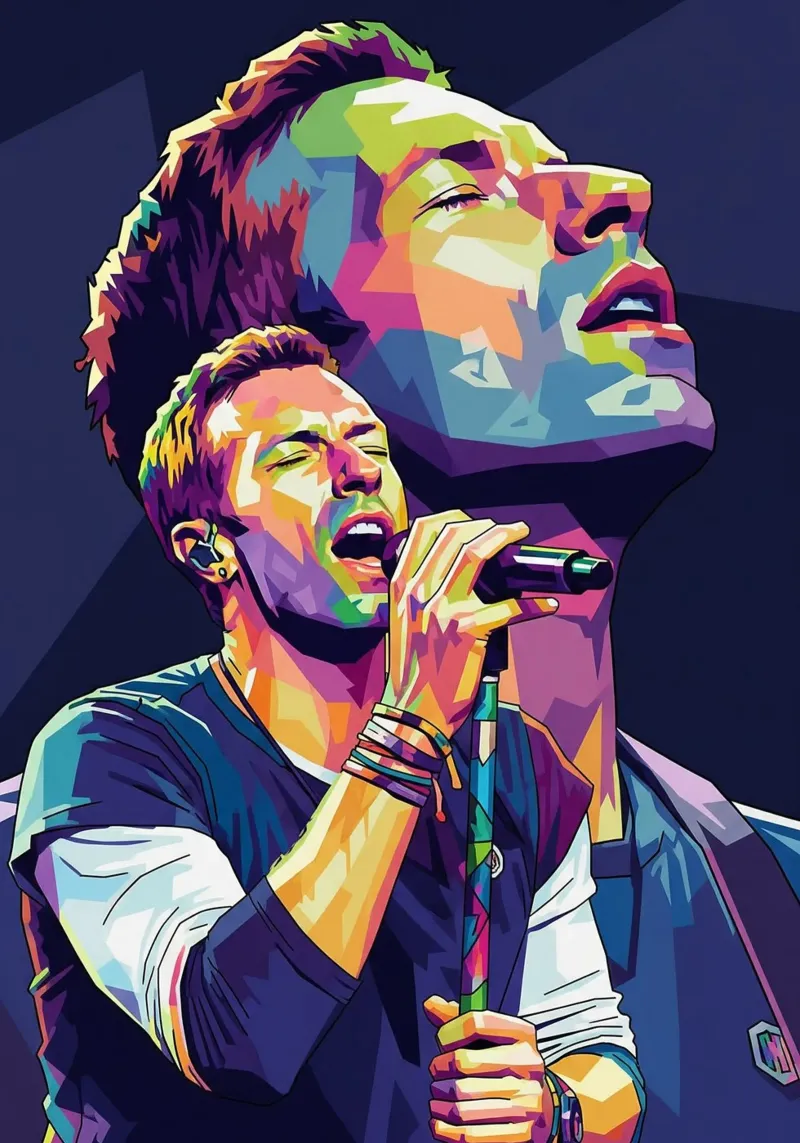 Chris Martin- Coldplay #2 poster con telaio in legno da Hantamrata