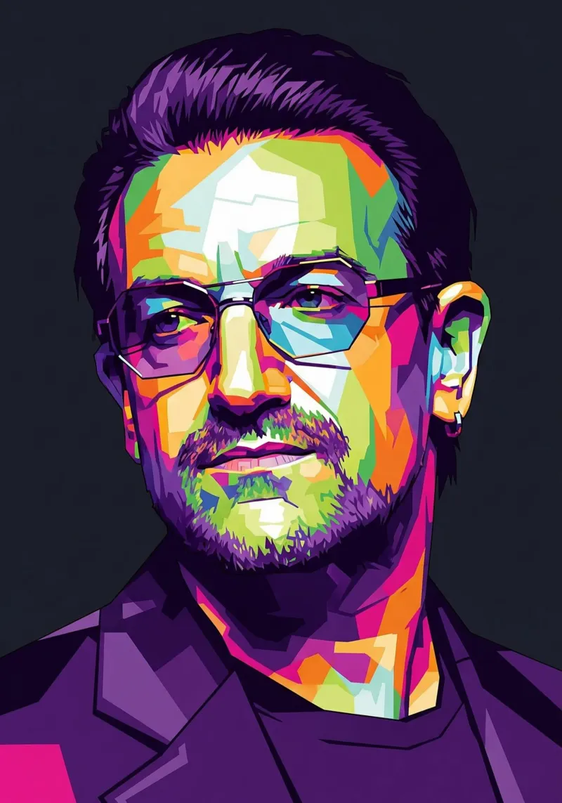 Ritratto pop art di Bono U2 #4 poster da Hantamrata