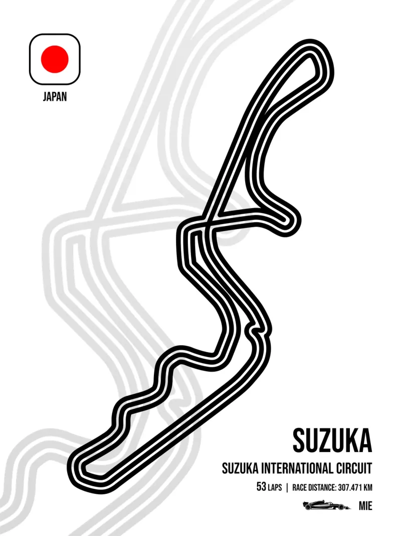Circuit van Suzuka canvas met Baklijst van Mariel Toigo
