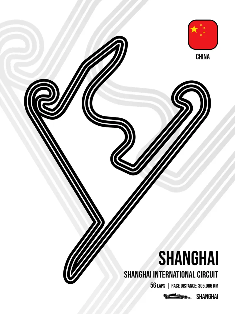 Pista di Shanghai poster con telaio in legno da Mariel Toigo