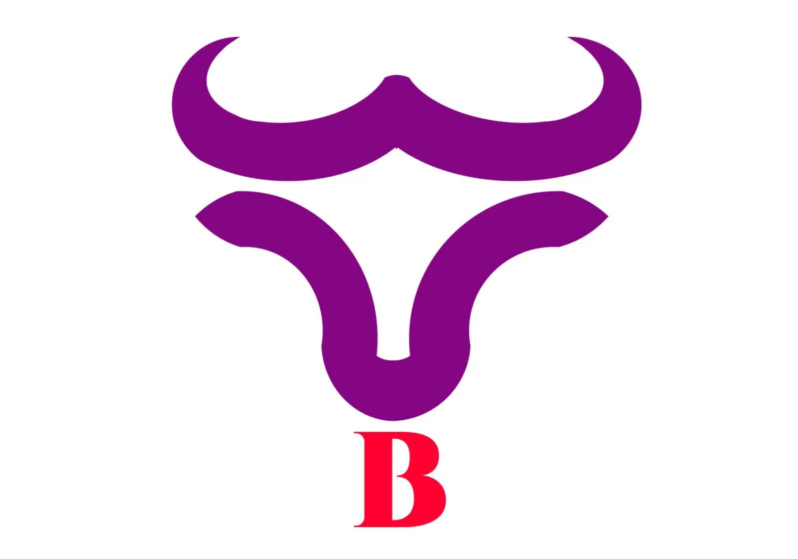 Rosso Viola Testa di bufalo Logo animale colorato poster con telaio in alluminio da Urban Life