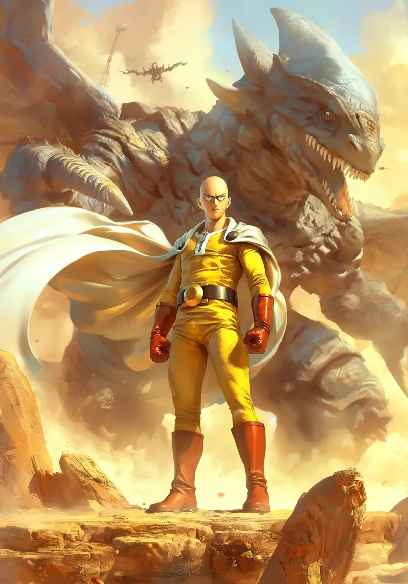 Saitama One Punch Man tela con Cornice a cassetta da Stellar Creative