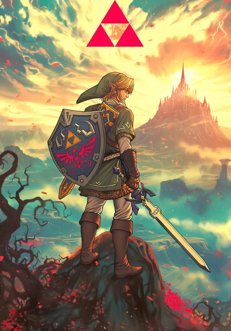 Link La leggenda di Zelda poster con telaio in alluminio da Fleur de Lys