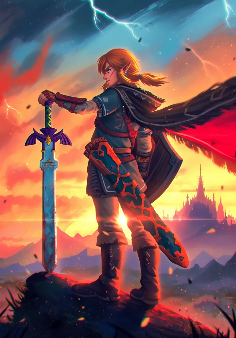 Link La leggenda di Zelda poster con telaio in alluminio da Fleur de Lys