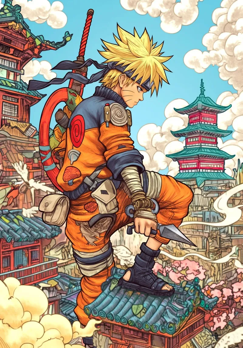 Naruto poster con telaio in legno da Fleur de Lys
