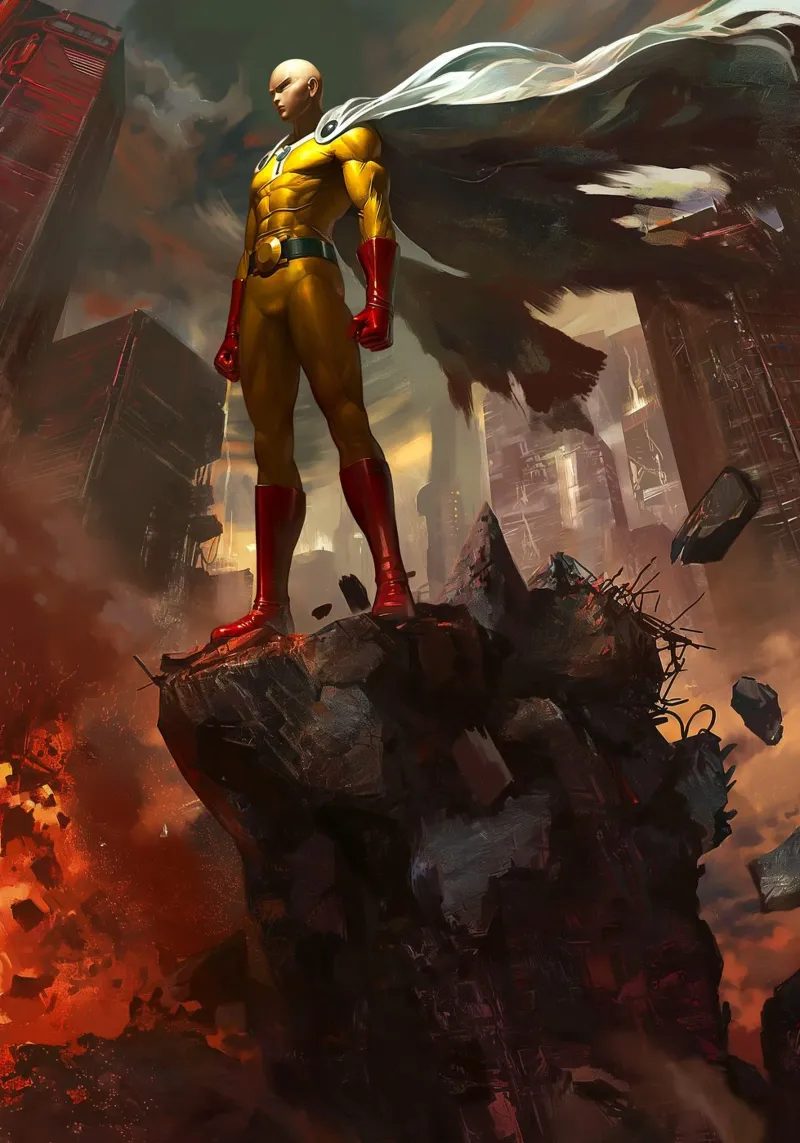 Saitama One Punch Man poster con telaio in plastica da Fleur de Lys