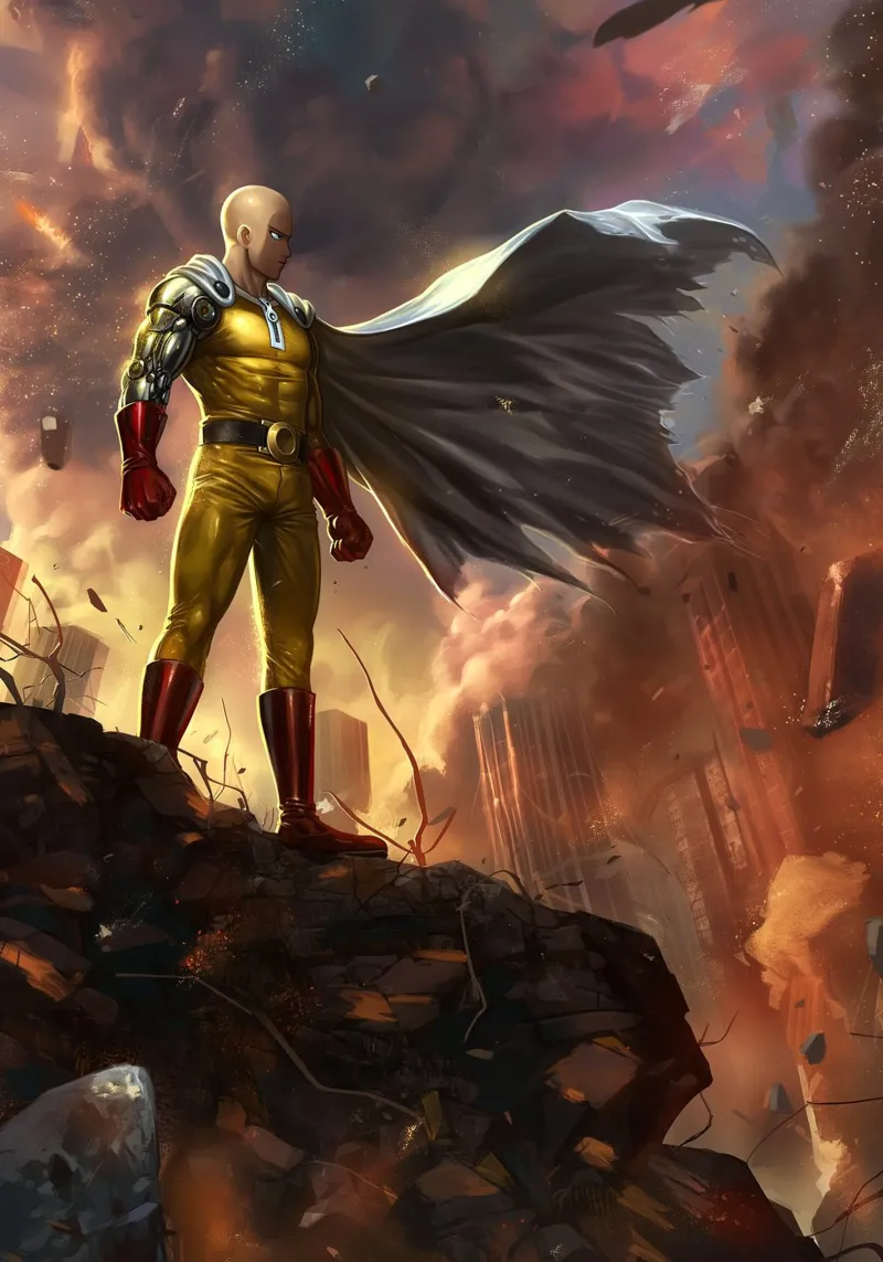 Saitama One Punch Man tela con Cornice a cassetta da Fleur de Lys