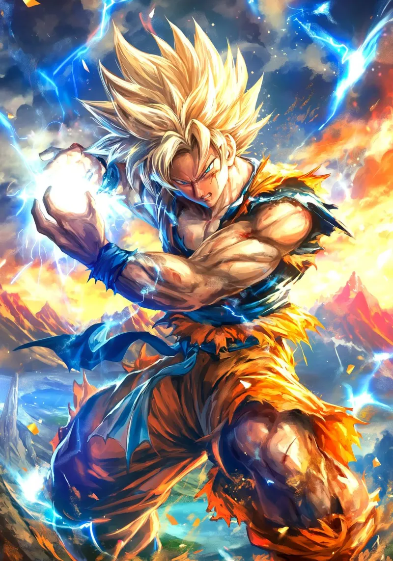 Super Saiyan Son Goku Dragon Ball DBZ poster con telaio in plastica da Stellar Creative
